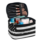 Black And White USA Flag Print Travel Makeup Bag