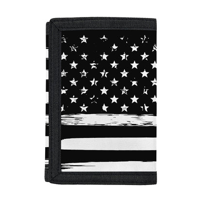 Black And White USA Flag Print Trifold Wallet