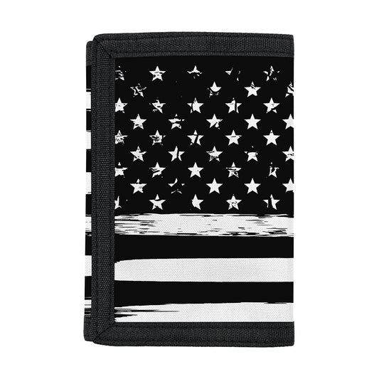 Black And White USA Flag Print Trifold Wallet