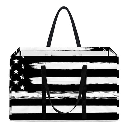 Black And White USA Flag Print Utility Tote Bag