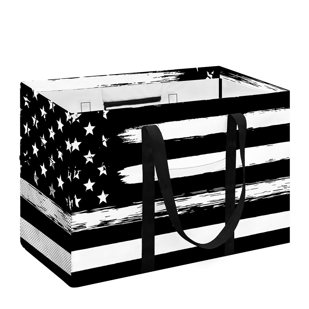 Black And White USA Flag Print Utility Tote Bag