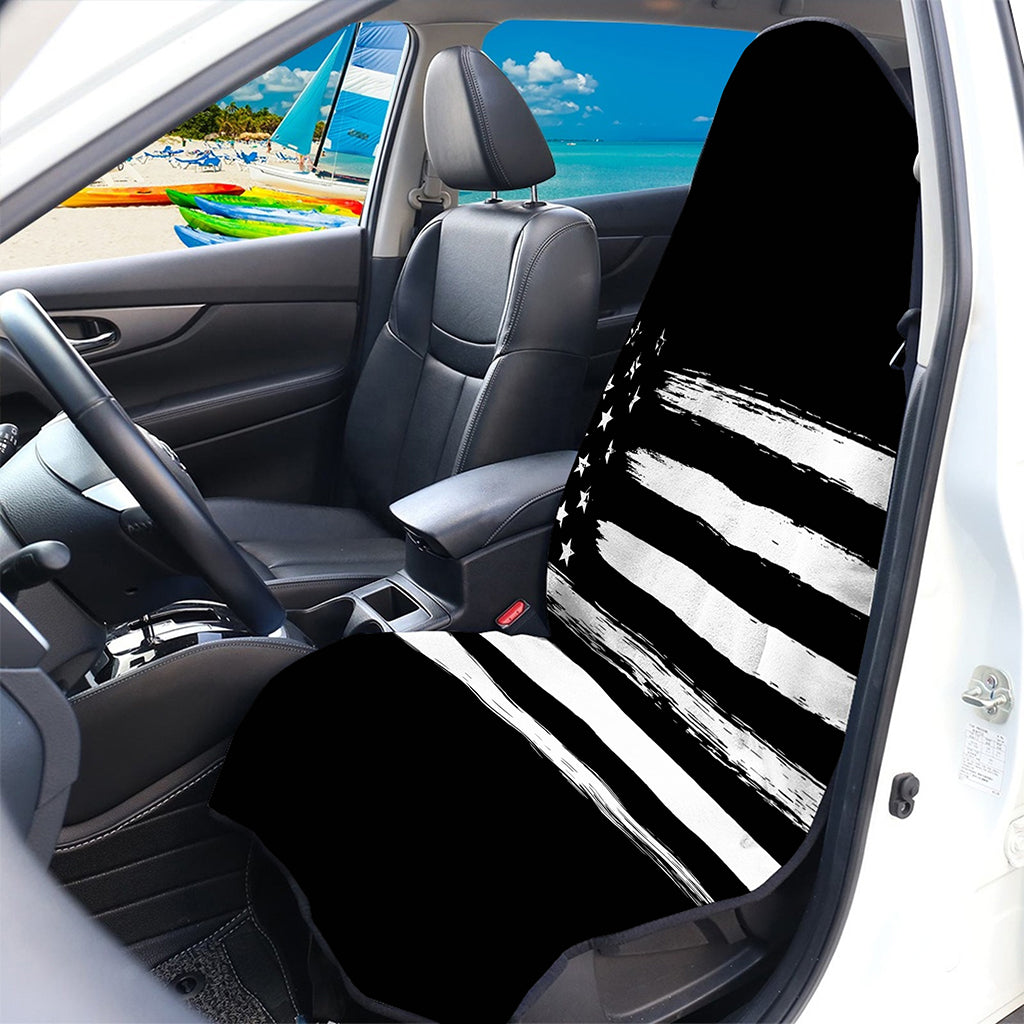Black And White USA Flag Print Waterproof Car Seat Cover