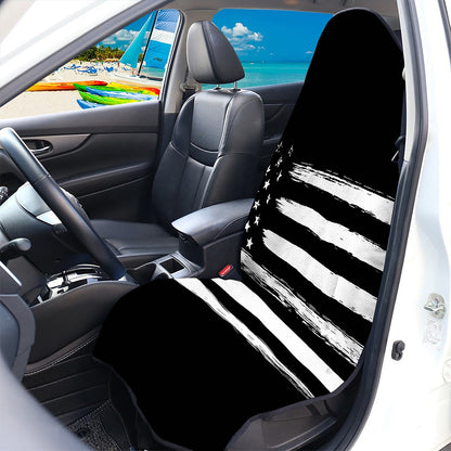 Black And White USA Flag Print Waterproof Car Seat Cover