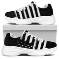 Black And White USA Flag Print White Chunky Shoes