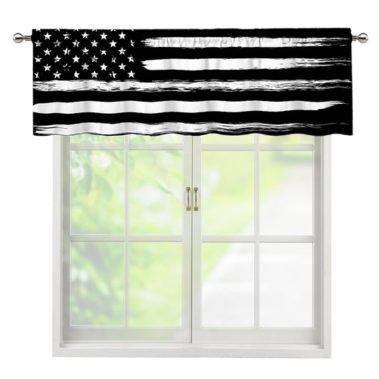 Black And White USA Flag Print Window Valance