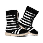 Black And White USA Flag Print Winter Boots