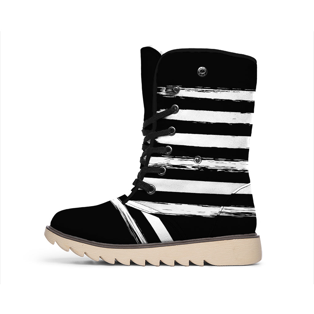 Black And White USA Flag Print Winter Boots