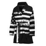 Black And White USA Flag Print Women's Bathrobe