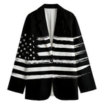 Black And White USA Flag Print Women's Blazer