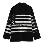 Black And White USA Flag Print Women's Blazer