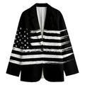 Black And White USA Flag Print Women's Cotton Blazer