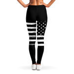 Black And White USA Flag Print Women's Leggings