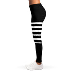 Black And White USA Flag Print Women's Leggings