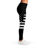 Black And White USA Flag Print Women's Leggings