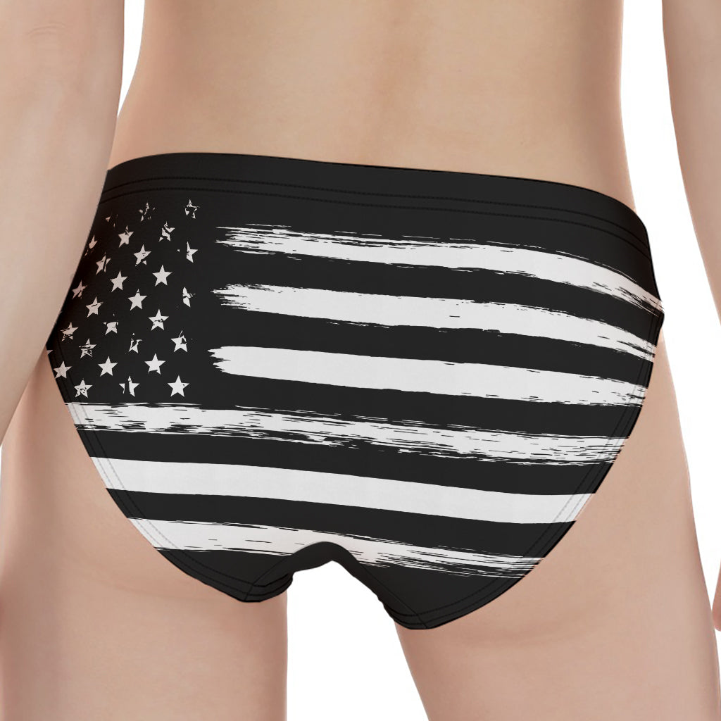 Black And White USA Flag Print Women's Panties
