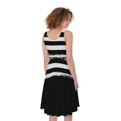 Black And White USA Flag Print Women's Sleeveless Dress