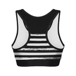 Black And White USA Flag Print Women's Sports Bra