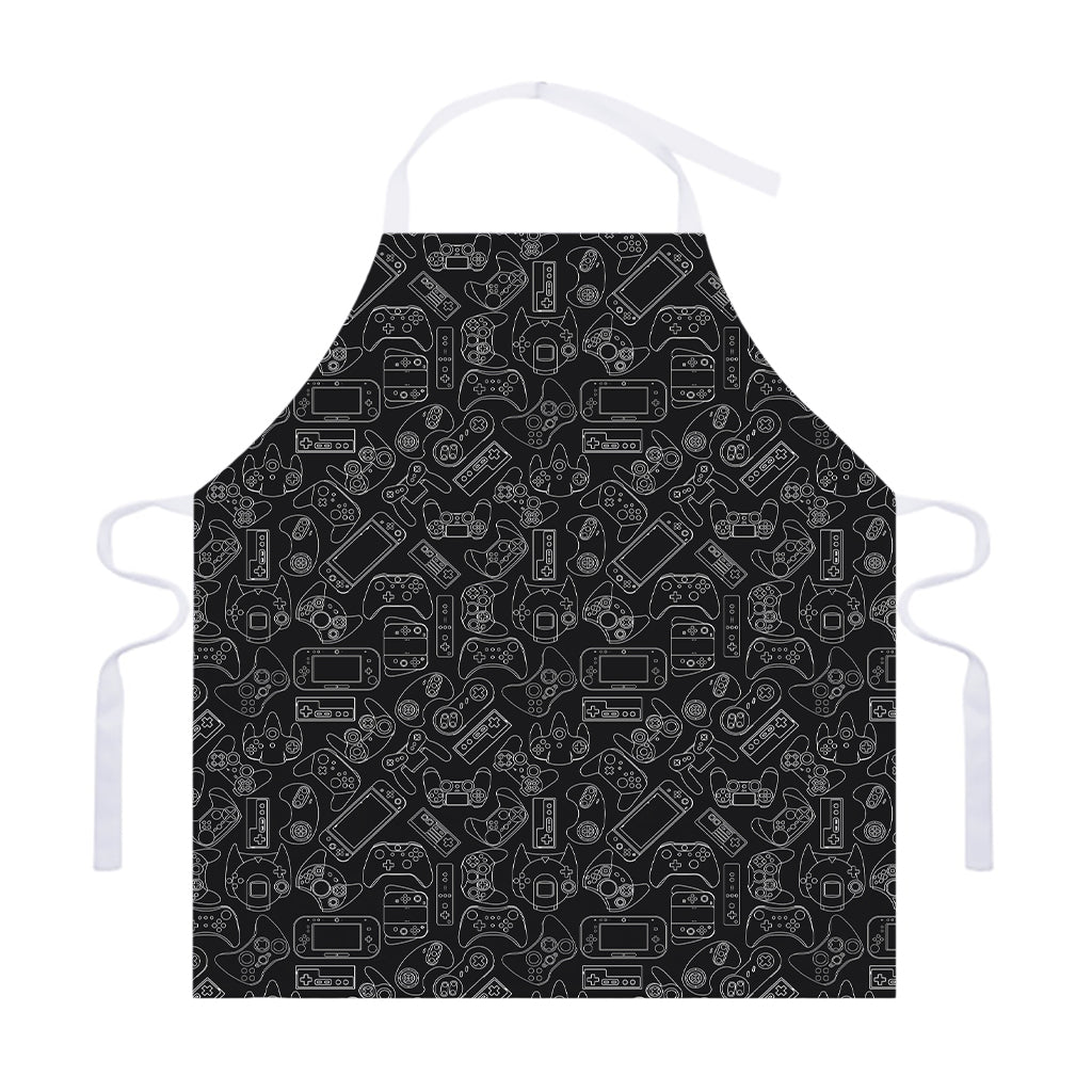 Black And White Video Game Pattern Print Adjustable Apron