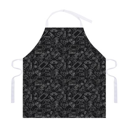 Black And White Video Game Pattern Print Adjustable Apron