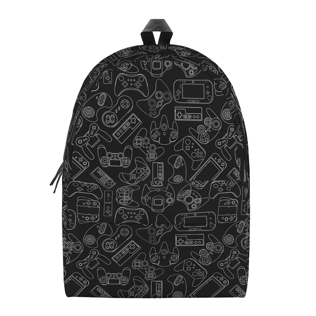 Black And White Video Game Pattern Print Backpack