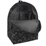 Black And White Video Game Pattern Print Backpack
