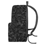 Black And White Video Game Pattern Print Backpack