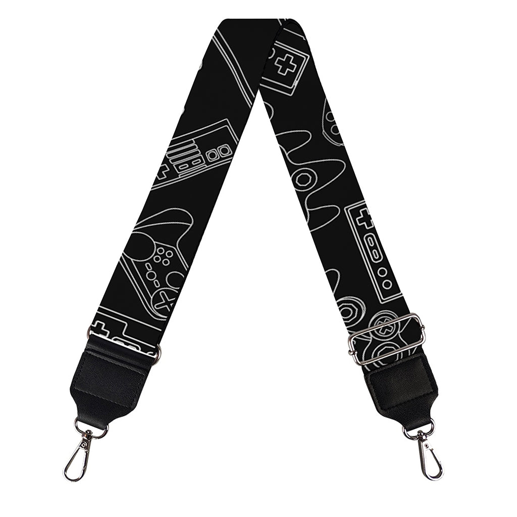 Black And White Video Game Pattern Print Bag Strap