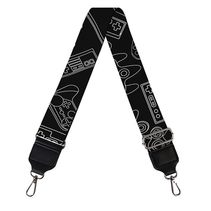 Black And White Video Game Pattern Print Bag Strap