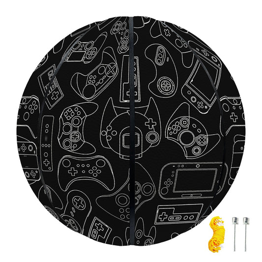 Black And White Video Game Pattern Print Basketball