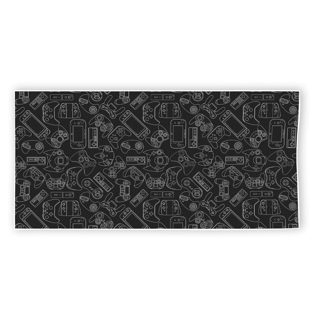 Black And White Video Game Pattern Print Beach Towel