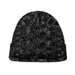 Black And White Video Game Pattern Print Beanie
