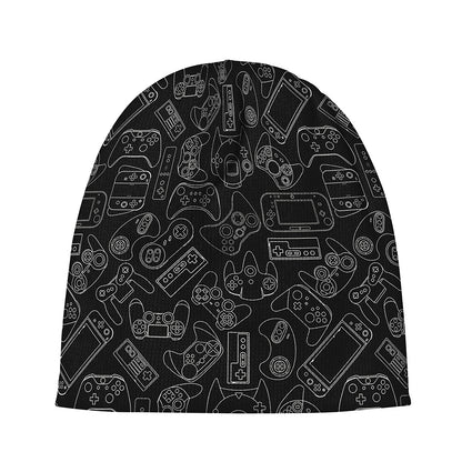 Black And White Video Game Pattern Print Beanie