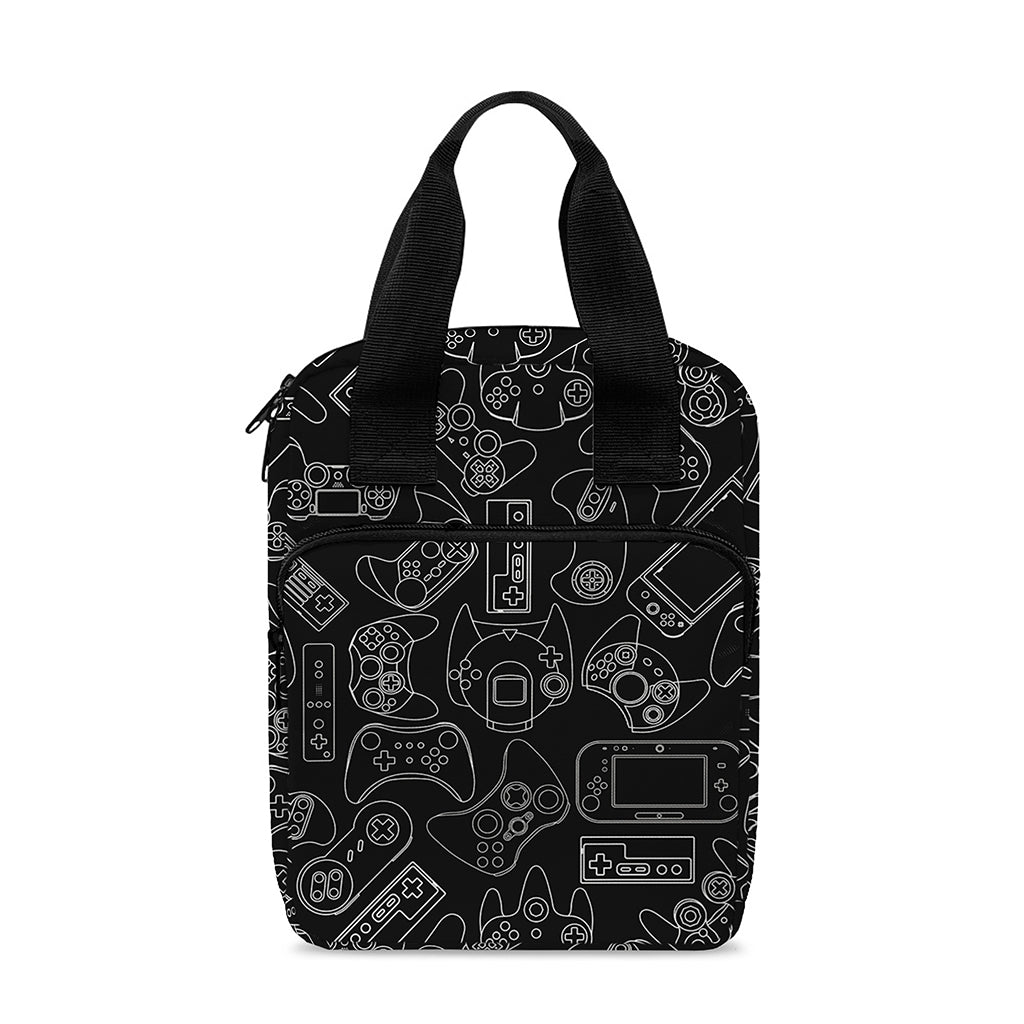 Black And White Video Game Pattern Print Bible Tote Bag