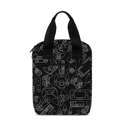 Black And White Video Game Pattern Print Bible Tote Bag