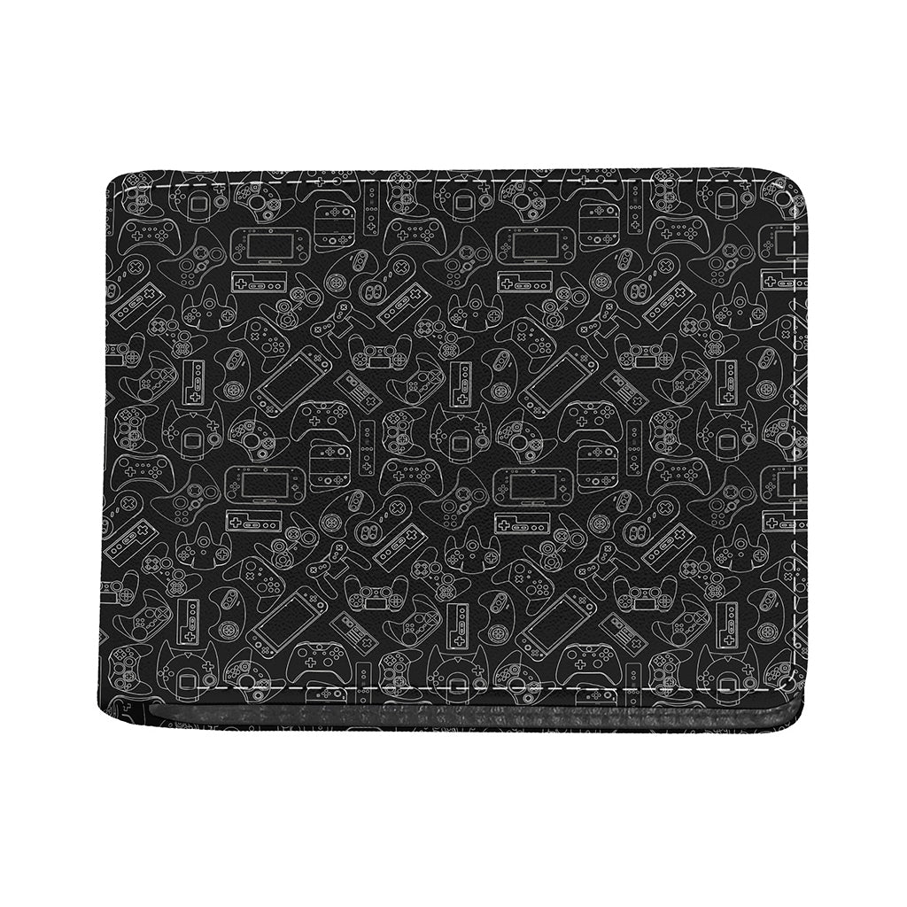 Black And White Video Game Pattern Print Bifold Wallet