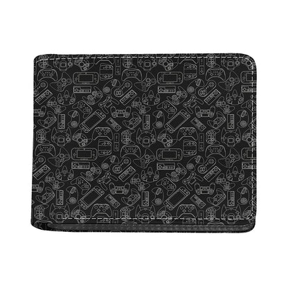 Black And White Video Game Pattern Print Bifold Wallet