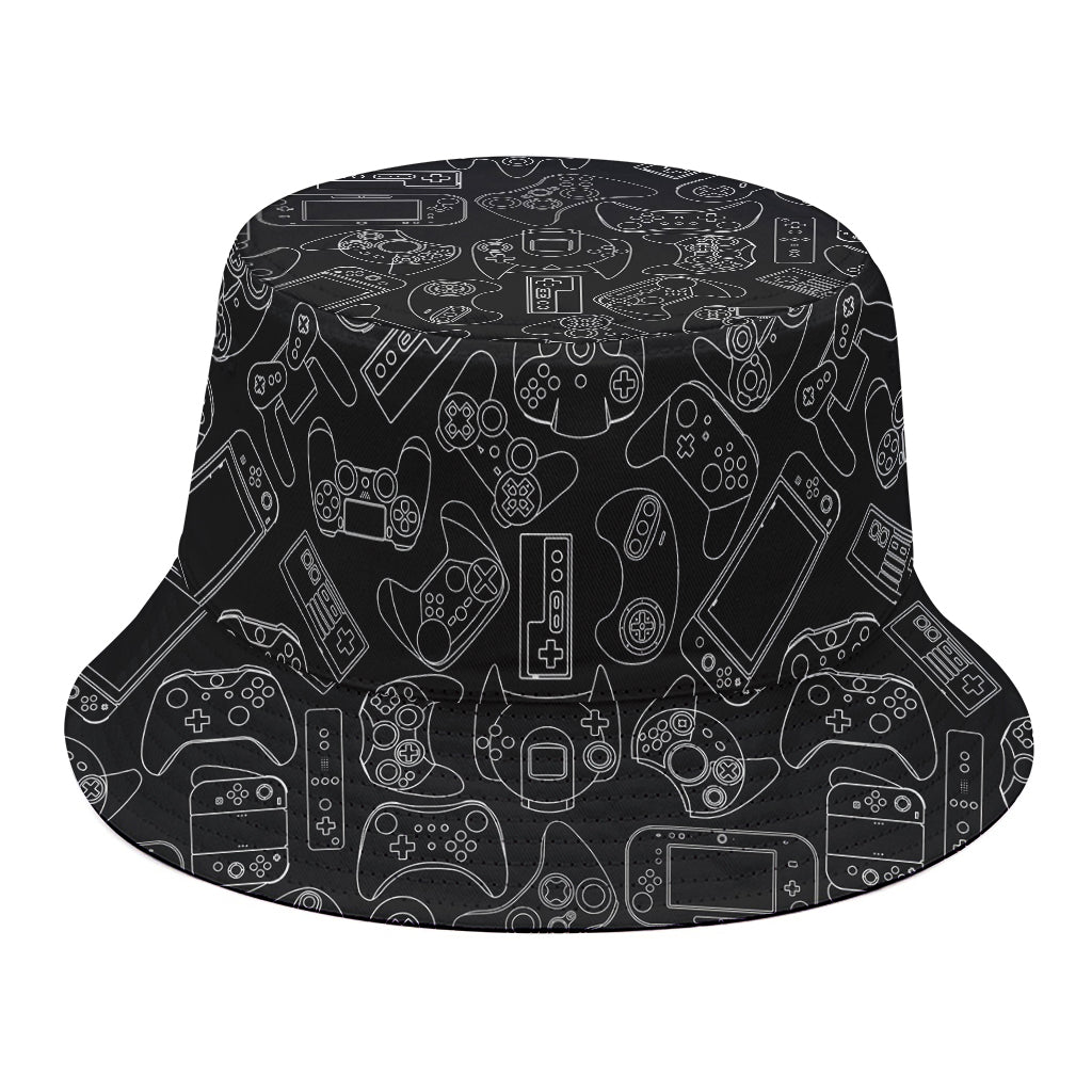Black And White Video Game Pattern Print Bucket Hat