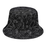 Black And White Video Game Pattern Print Bucket Hat