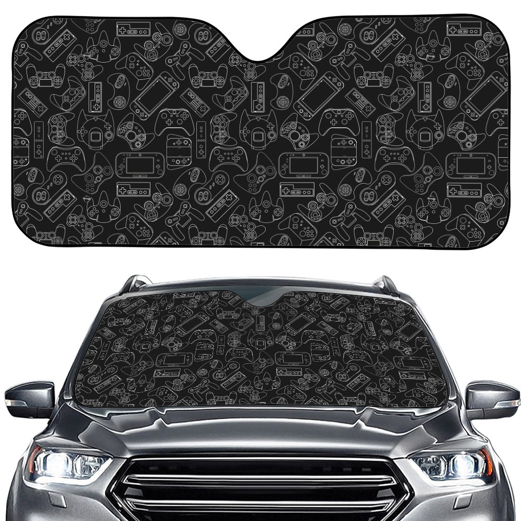 Black And White Video Game Pattern Print Car Windshield Sun Shade