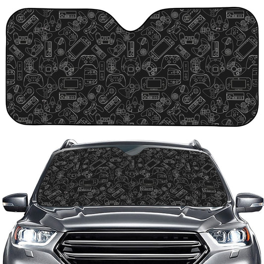 Black And White Video Game Pattern Print Car Windshield Sun Shade