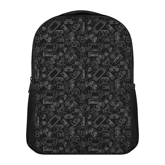 Black And White Video Game Pattern Print Casual Backpack