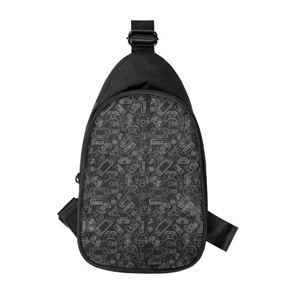 Black And White Video Game Pattern Print Chest Bag