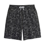 Black And White Video Game Pattern Print Cotton Shorts