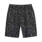 Black And White Video Game Pattern Print Cotton Shorts