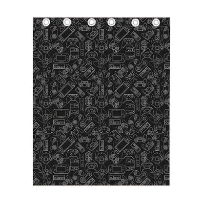Black And White Video Game Pattern Print Curtain