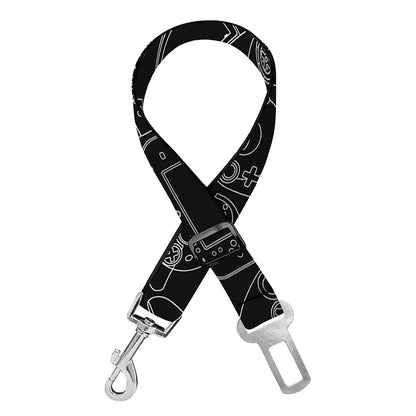 Black And White Video Game Pattern Print Dog Seat Belt