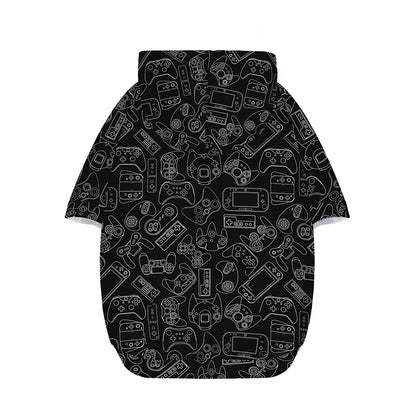Black And White Video Game Pattern Print Dog Zip Up Hoodie