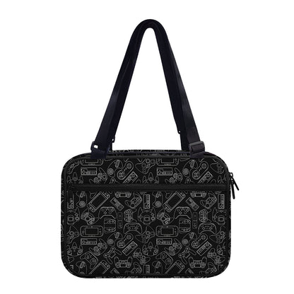 Black And White Video Game Pattern Print Double Strap Bible Bag