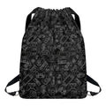 Black And White Video Game Pattern Print Drawstring Backpack
