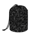 Black And White Video Game Pattern Print Drawstring Makeup Bag